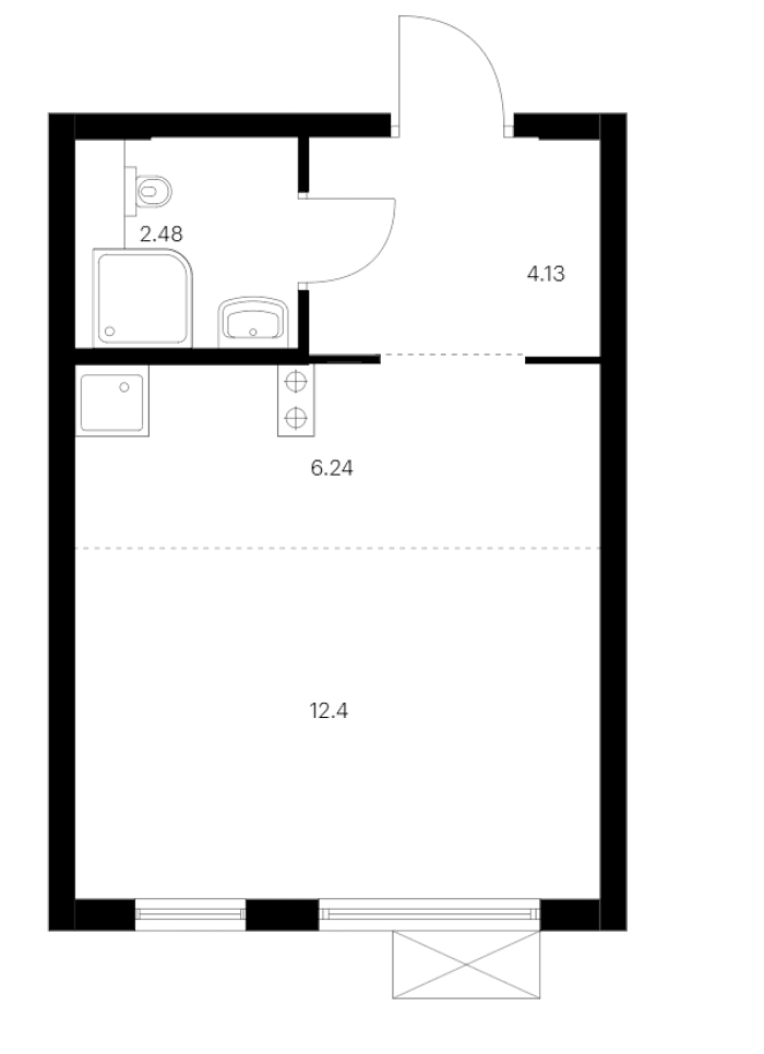 Квартира студия 25.25 м², 10/24 эт., ЖК «Заречный парк»